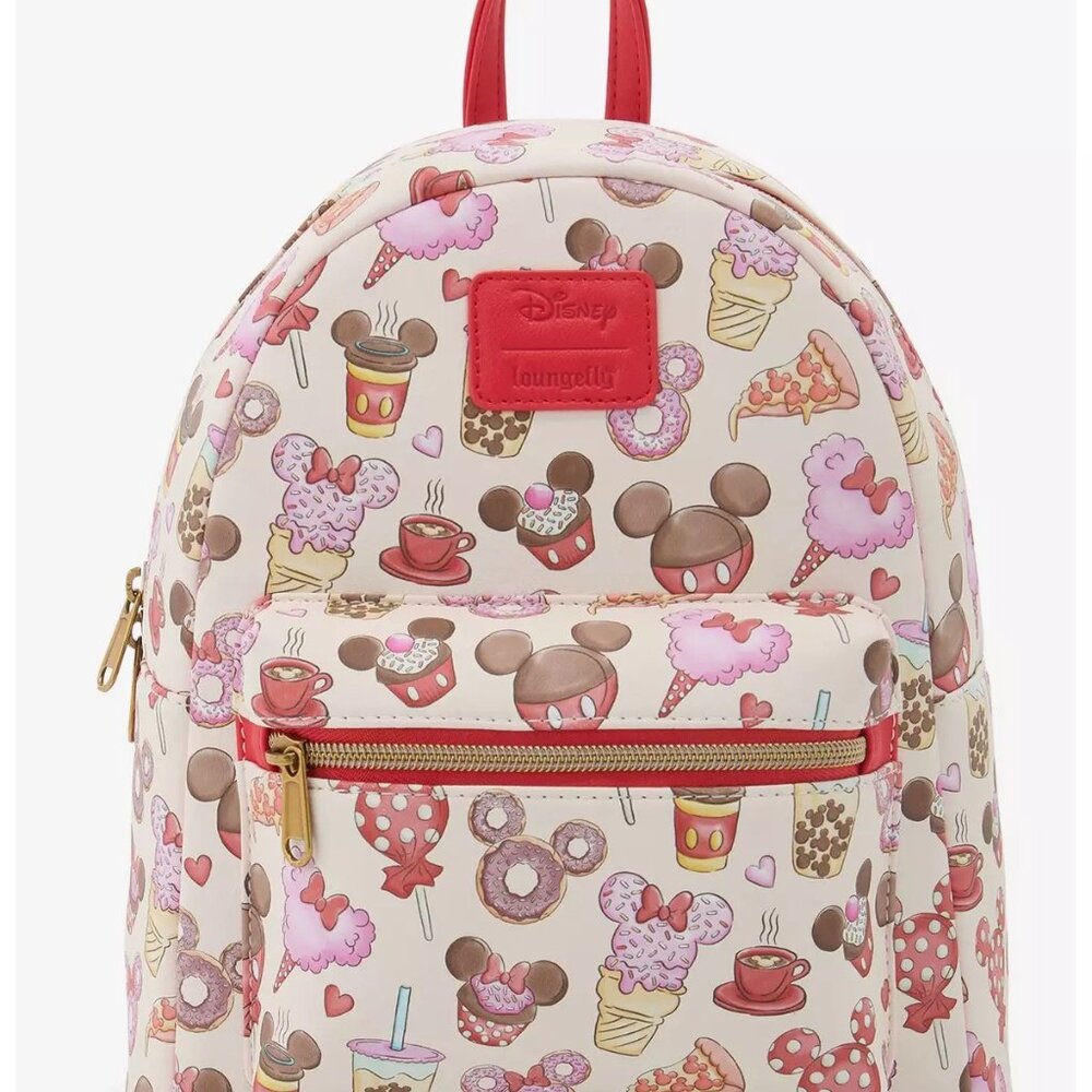Loungefly Disney Mickey Mouse & Minnie Mouse Treats Mini Backpack and Wallet NWT - Picture 2 of 10